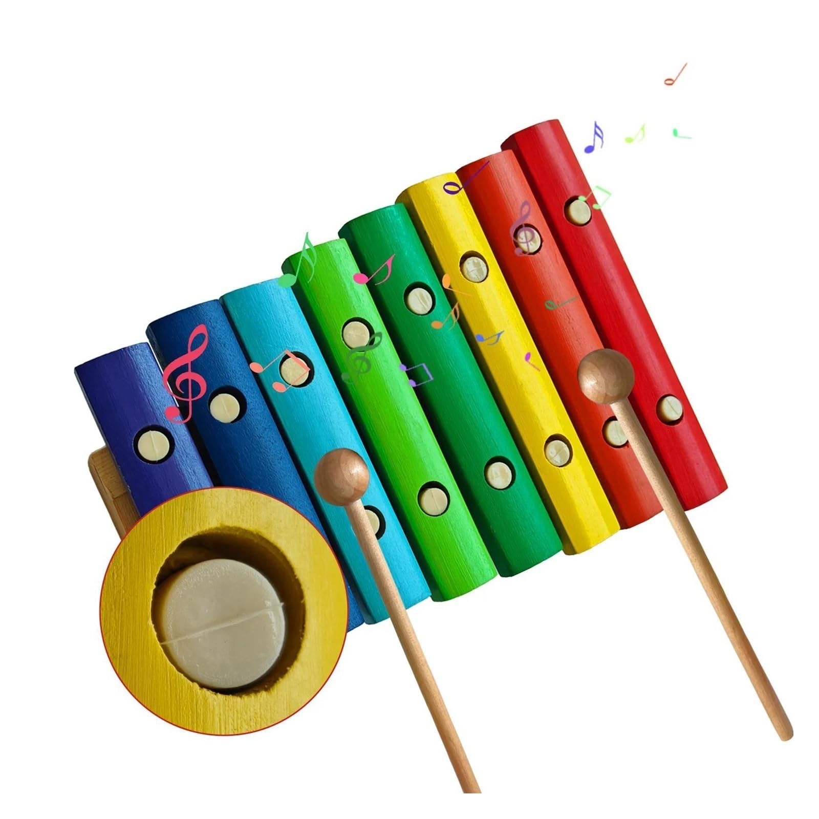 Xilófono Xilófono De Madera Profesional De 8 Notas Instrumento Musical Con 2 Mazos De Madera Teclas Coloridas De Madera De Abedul