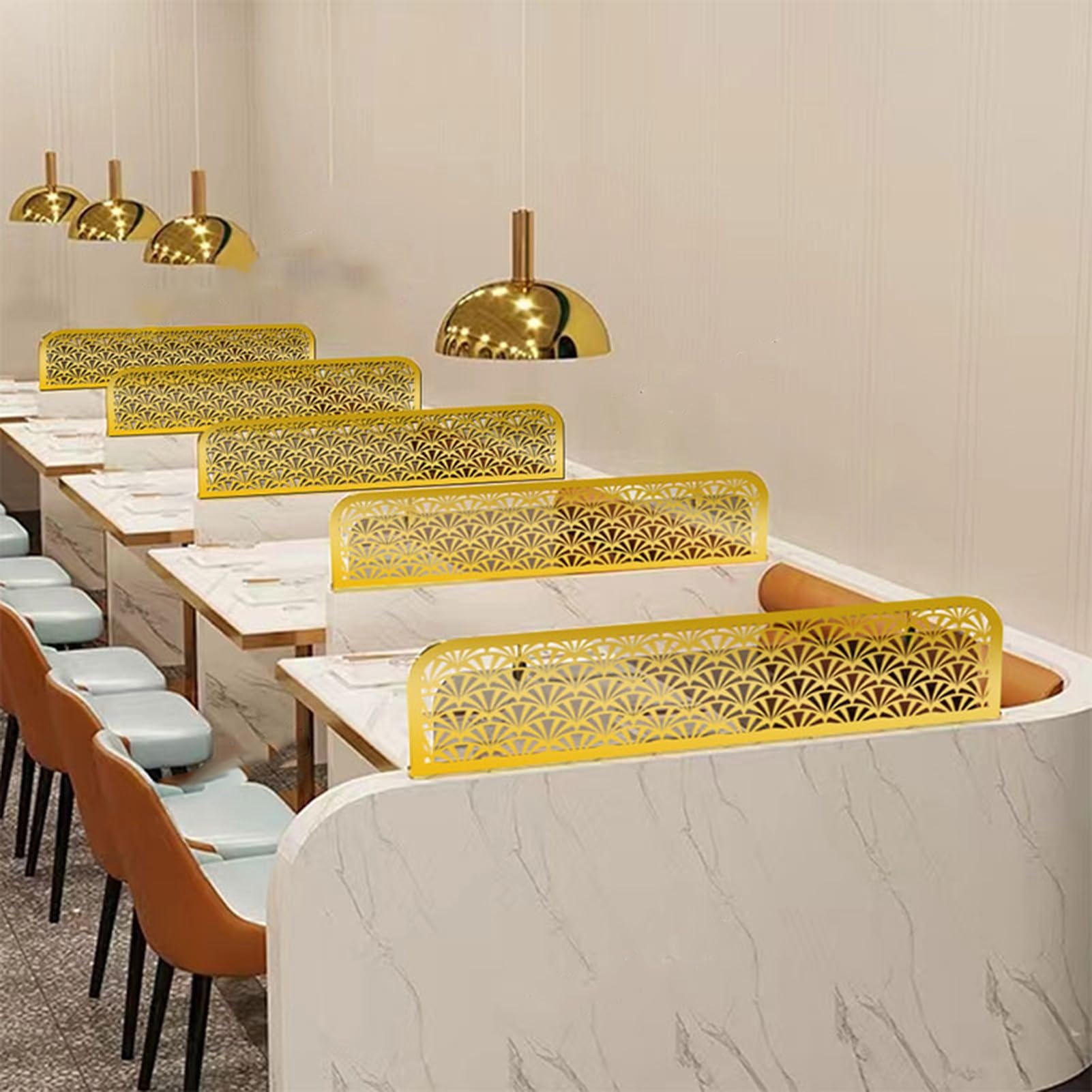 Partición de escritorio de hierro forjado, pantalla de privacidad para oficinas y restaurantes, diseño decorativo de mesa para una mejor separación de pasillos