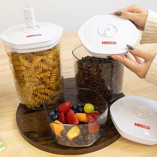 Miniatura 2 de NESCO Juego de recipientes al vacío de 3 piezas, recipientes de almacenamiento de alimentos sin BPA con tapas, para marinar, preparar comidas,