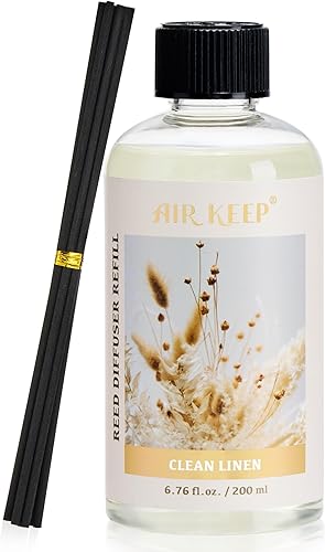 Miniatura 28 de Airkeep recarga de aceite para difusor de lengüetas con varillas de difusor, 6.76 fl oz (200ml) aceites perfumados de lavanda, eucalipto y algodón