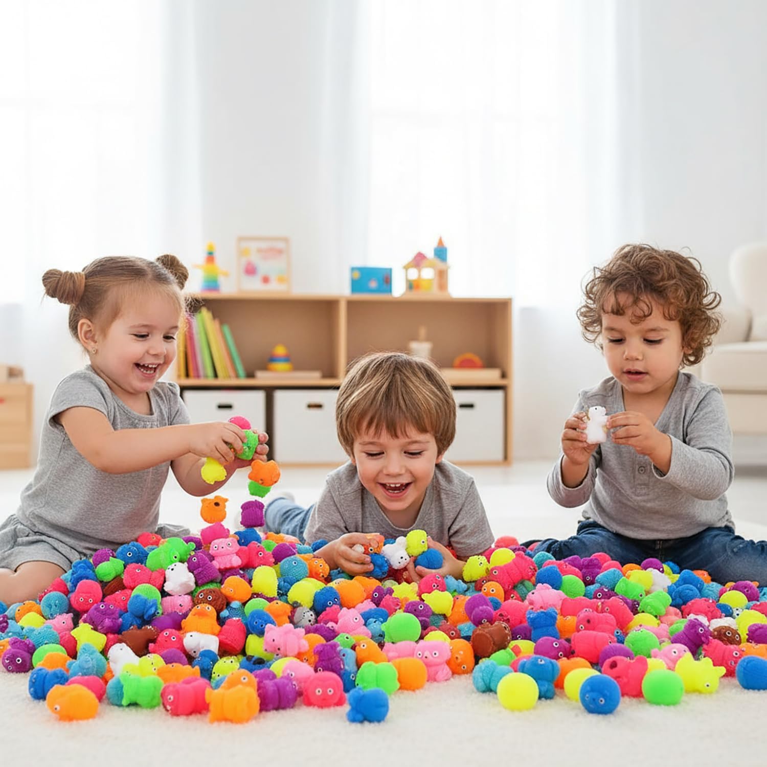 Rhode Island Novelty Mini Puffer, 1.5" Soft Sensory Fidget Toys in Assorted Styles, 50-Piece Bulk Set for Kids Ages 3+, Stress Relief, Party Favors, Classroom Rewards