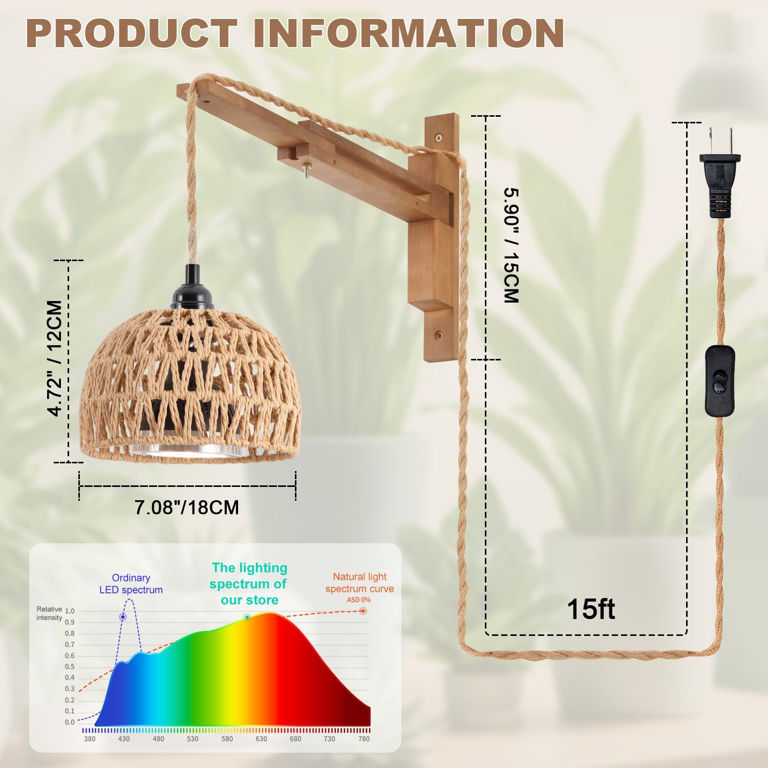 30W 4000K Indoor Plant Hanging Growth Lamp, Wall Mounted with Timing and Bracket for Greenhouse Flowers, Large Tall Plants (Garden)