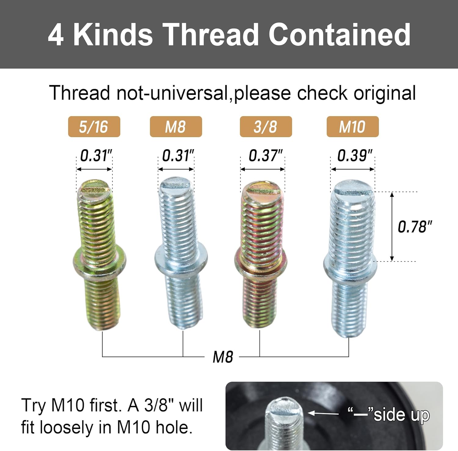 12 Inch Bed Legs Replacement for Adjustable Bed Frame Base, Felt Bottom Protect Hardwood Floor, 4 Kinds Thread Contained, Set of 4