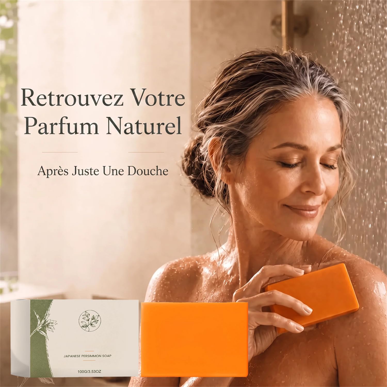 Savon Purifiant au Kaki Original – Savon Naturel, Déodorant Doux, Hydratant Visage & Corps, Soin Peau Mature & Sensible