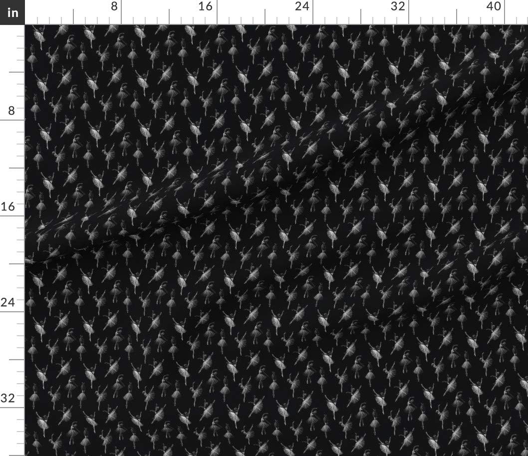 Spoonflower Fabric - Ballet Small Scale Ballerina Dance Sketch Black White Dancer Printed on Petal Signature Cotton Fabric by The Yard - Sewing Quilting Apparel Crafts Decor