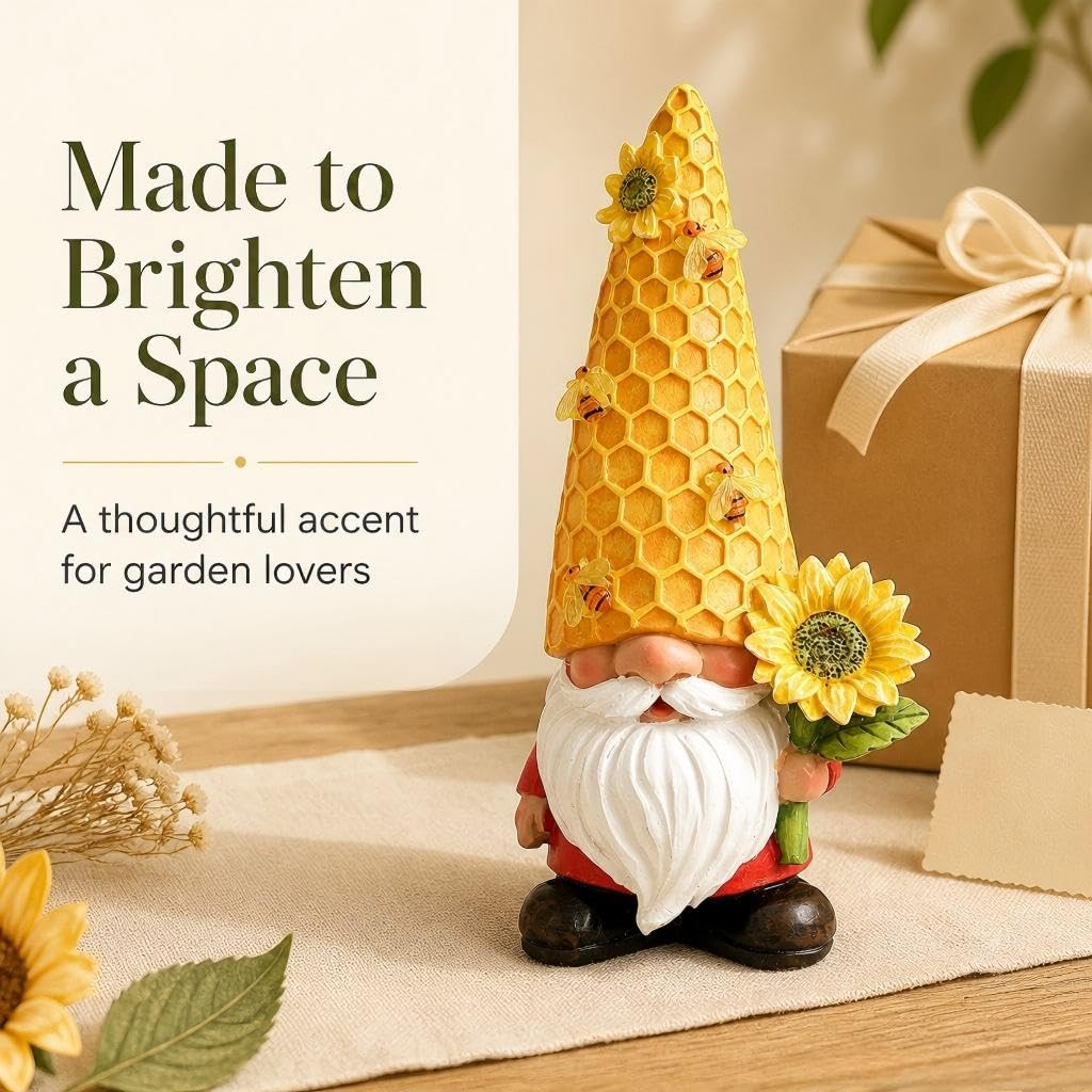 Gartenzwerge, Sonnenblumenzwerge, Gartendekoration, Gartendekoration, mit Solar-Bienenlichtern, Sommerdekoration, Zwerge, Außendekoration, Geschenke für Mutter, Frau, Hof, Kunstornament für