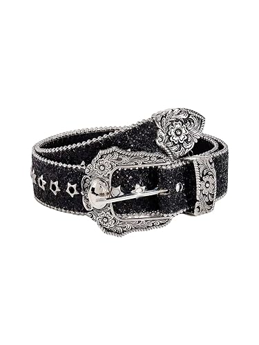 RoseSeek Women's Y2K Western Waist Belts Glitter Rhinestone Chunky Medium Belt Cowgirls Accessories