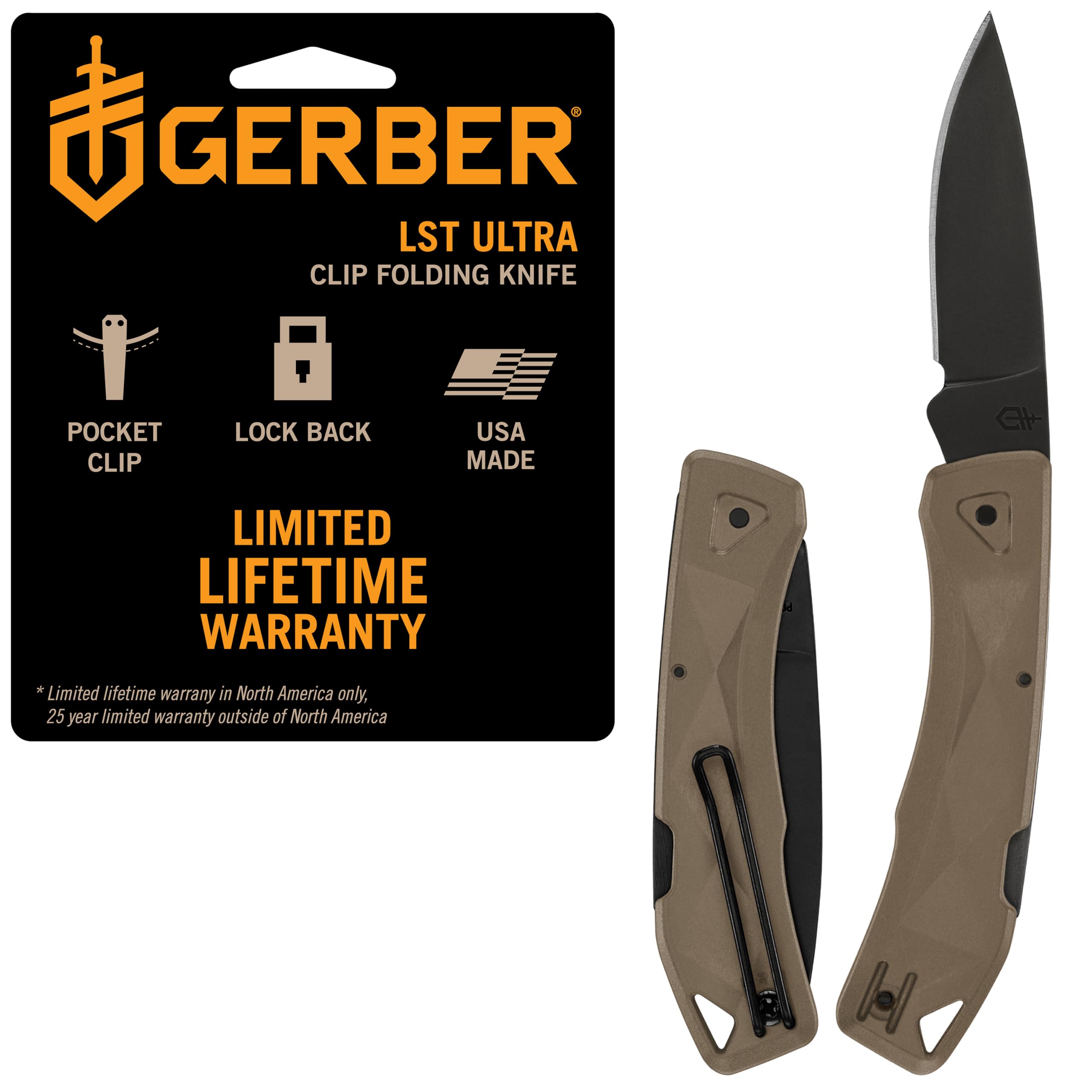 Gerber Gear LST Ultra - Lightweight EDC Knife - Survival Tactical Tool for Hiking, Camping & Outdoor - Compact Folding Pocket Knife - Stainless Steel Blade