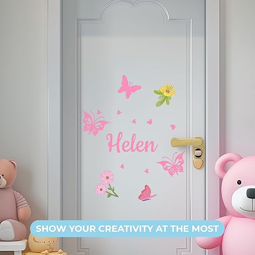 Miniatura 8 de Calcomanías de pared personalizadas con nombre de mariposa I decoraciones de mariposa para decoración de habitación de niñas, calcomanía de pared