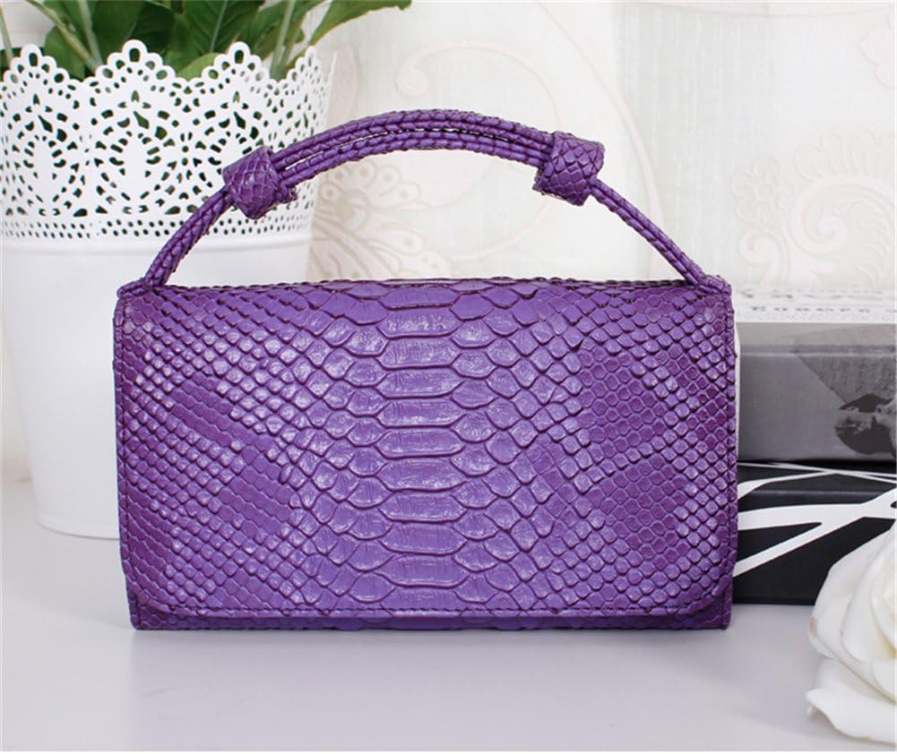 Womens Genuine Leather Snakeskin Crossbody Purse Tote Handbag Clutch Wallet with Chain