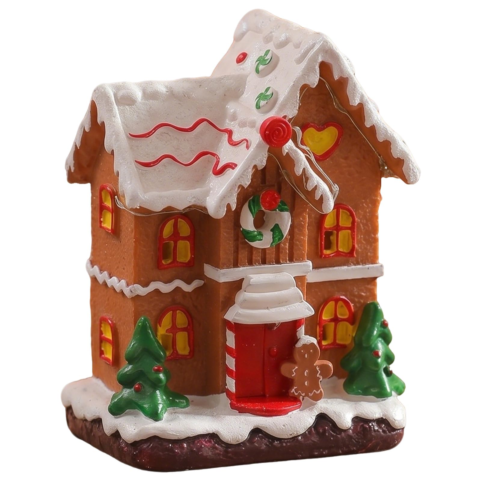 Veemoon Casa de Pueblo navideña iluminada - Casa de Pueblo navideña LED a Pilas - Adorno Decorativo Musical de Resina para Navidad, Año Nuevo, Vacaciones o Festivales.