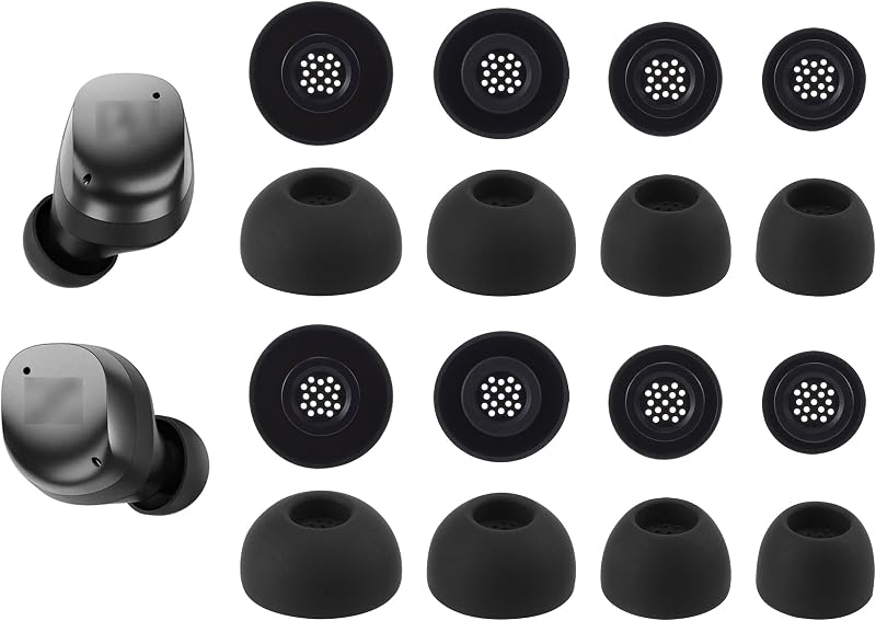 Replacement Ear Tips for Sennheiser Momentum True Wireless 4 | Soft Silicone Eartips with Portable Storage Box (8 Pairs, Black, XS/S/M/L)