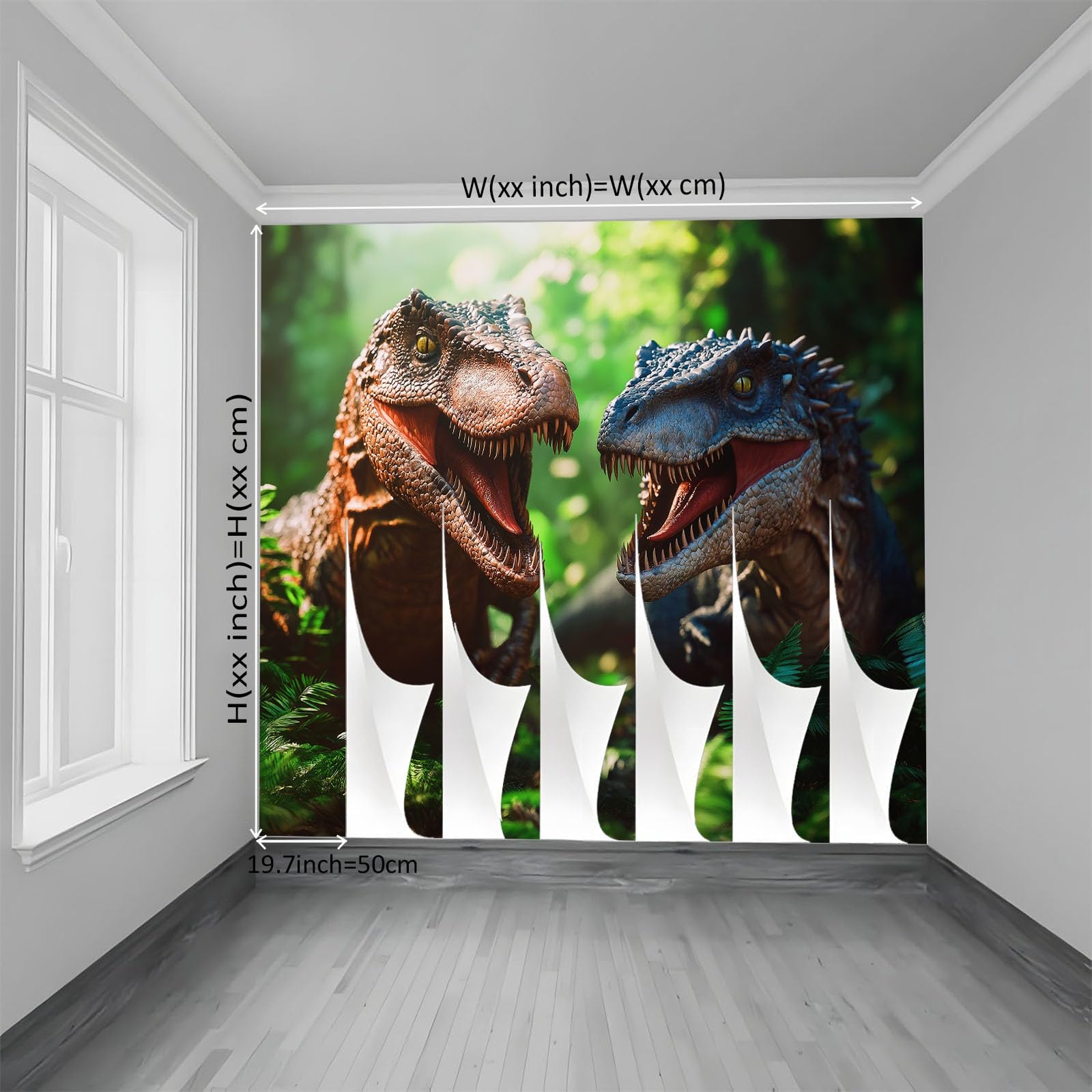 Fototapeta 500 x 280 cm Las Dinozaurów Zwierzęta Włóknina Fototapeta 3D | Fototapeta Ścienna Dekoracja Salon Sypialnia, Zielony