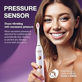 Wagner Stern WT8900 Series Electric Toothbrush - Whitening & Pressure Sensor, 5 Modes, 3 Intensities, 8 Soft Brush Heads, Rechargeable, Travel Case Included