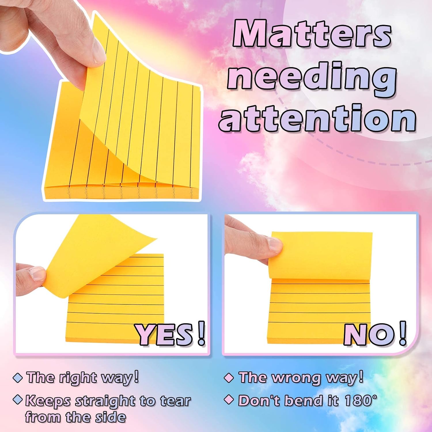 8 Pack Lined Sticky Notes 3 x 3 Inch 640 Pcs Post Sticky Notes with Lines 8 Pastel Colors Pop up Note Pads Adhesive Self Stick Noted Pads for Teens Girls Boys Women Office School Desk Supplies