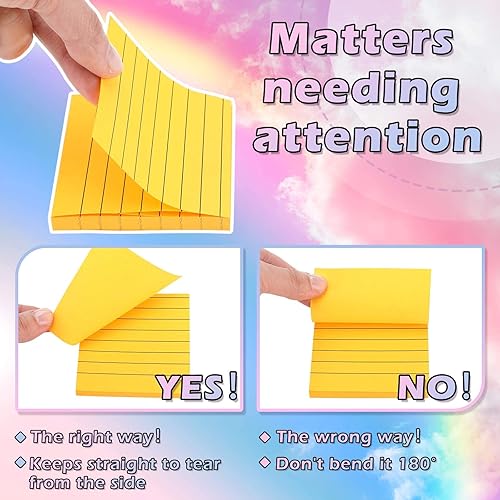 Miniatura 4 de 8 blocs de notas adhesivas emergentes con líneas de 3 x 3 pulgadas, 8 colores pastel, notas adhesivas forradas, notas adhesivas autoadhesivas para