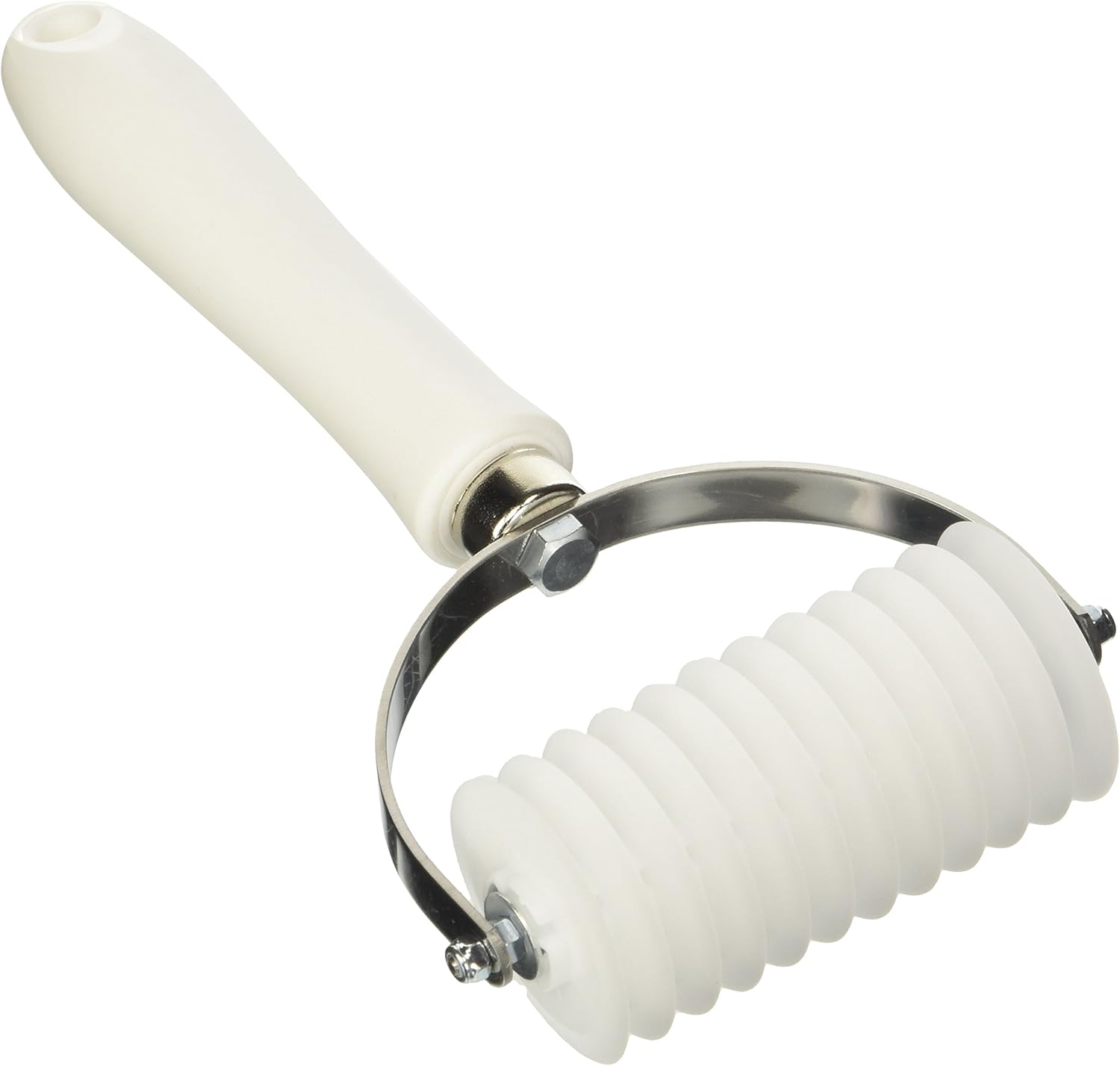 Art.322 Pasta Cutter 7 Blades Smooth Stainless Steel with Pom Handle, Stainless Steel, White