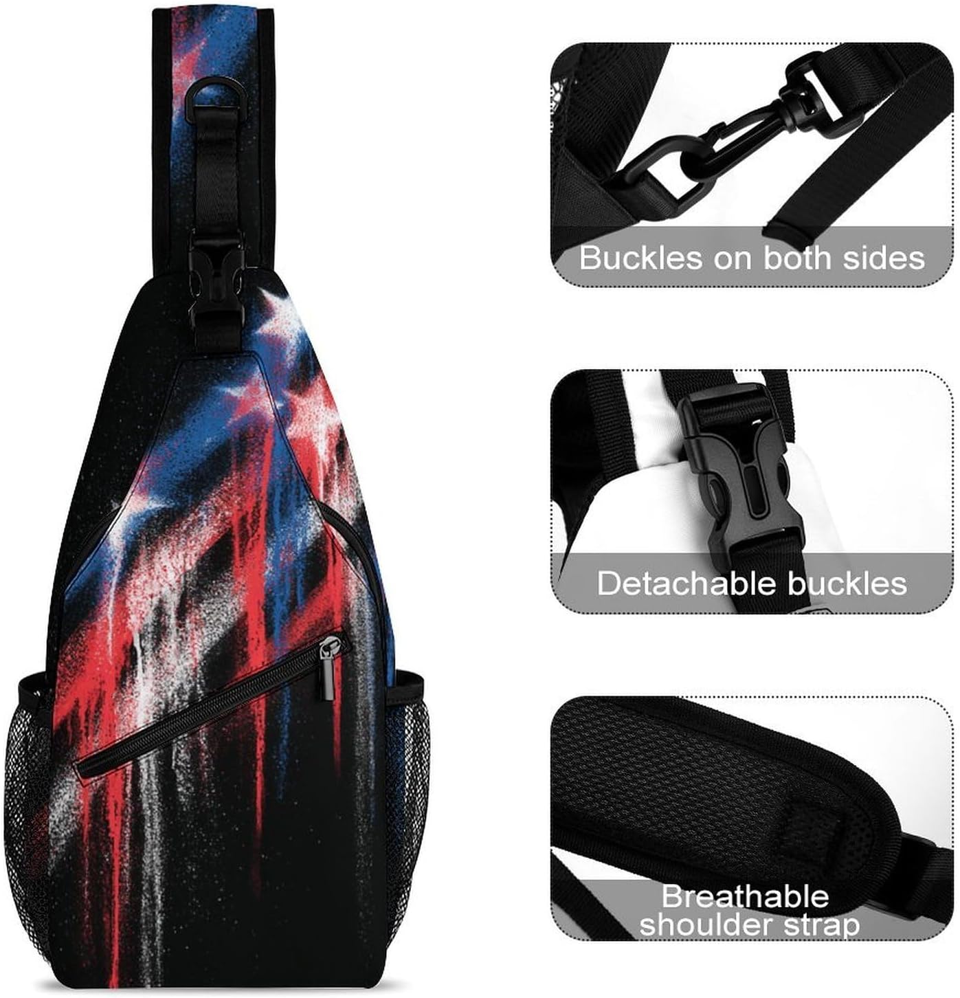 Pigment Dripped Sling Crossbody Bag Lightweight Chest Shoulder Backpack for Outdoor Sports