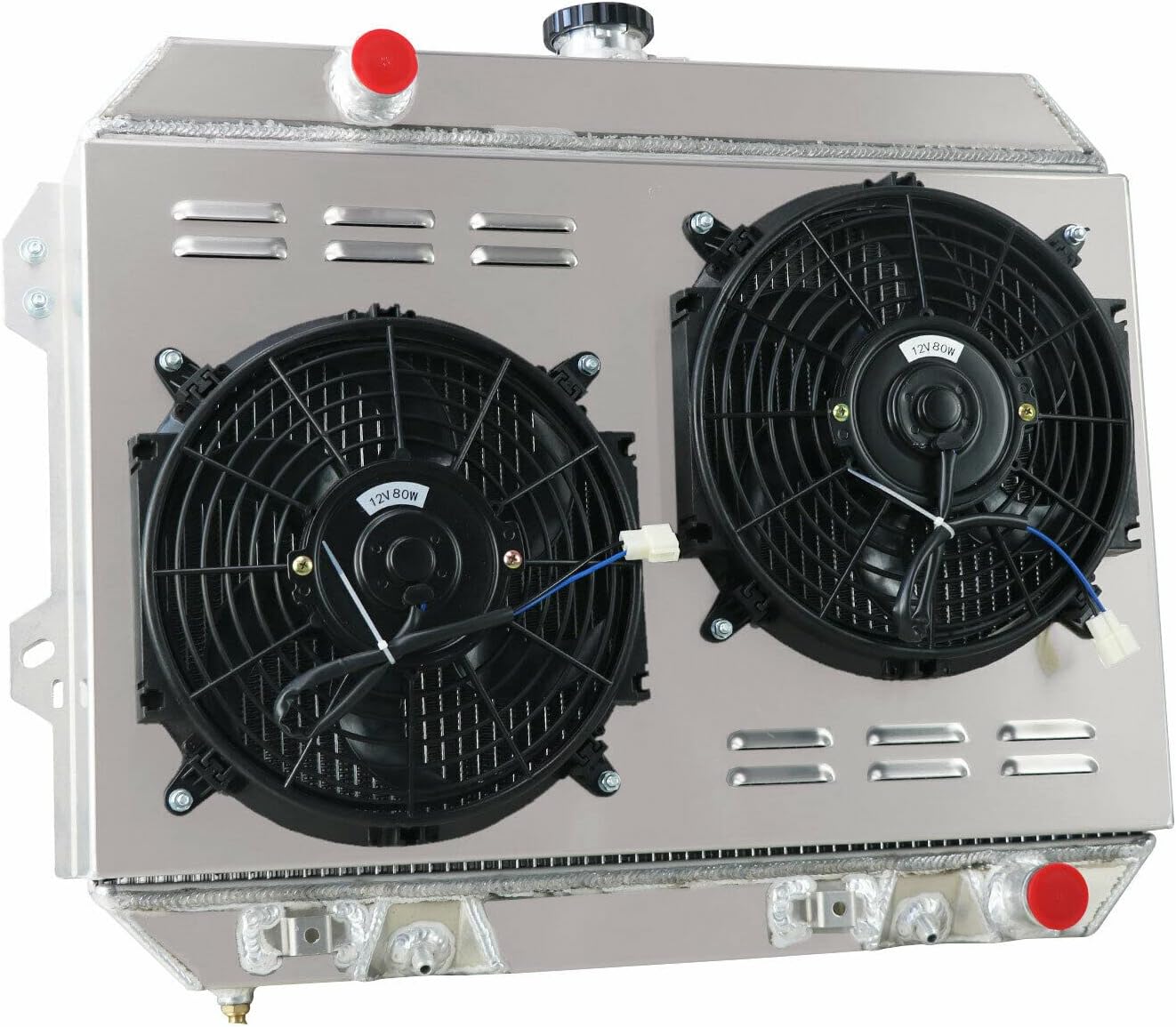 4 Row Aluminum Radiator for 1975-1983 Nissan Datsun 280Z 280ZX 2.8L L6, Radiators Fan Shroud Thermostat Kit Combo