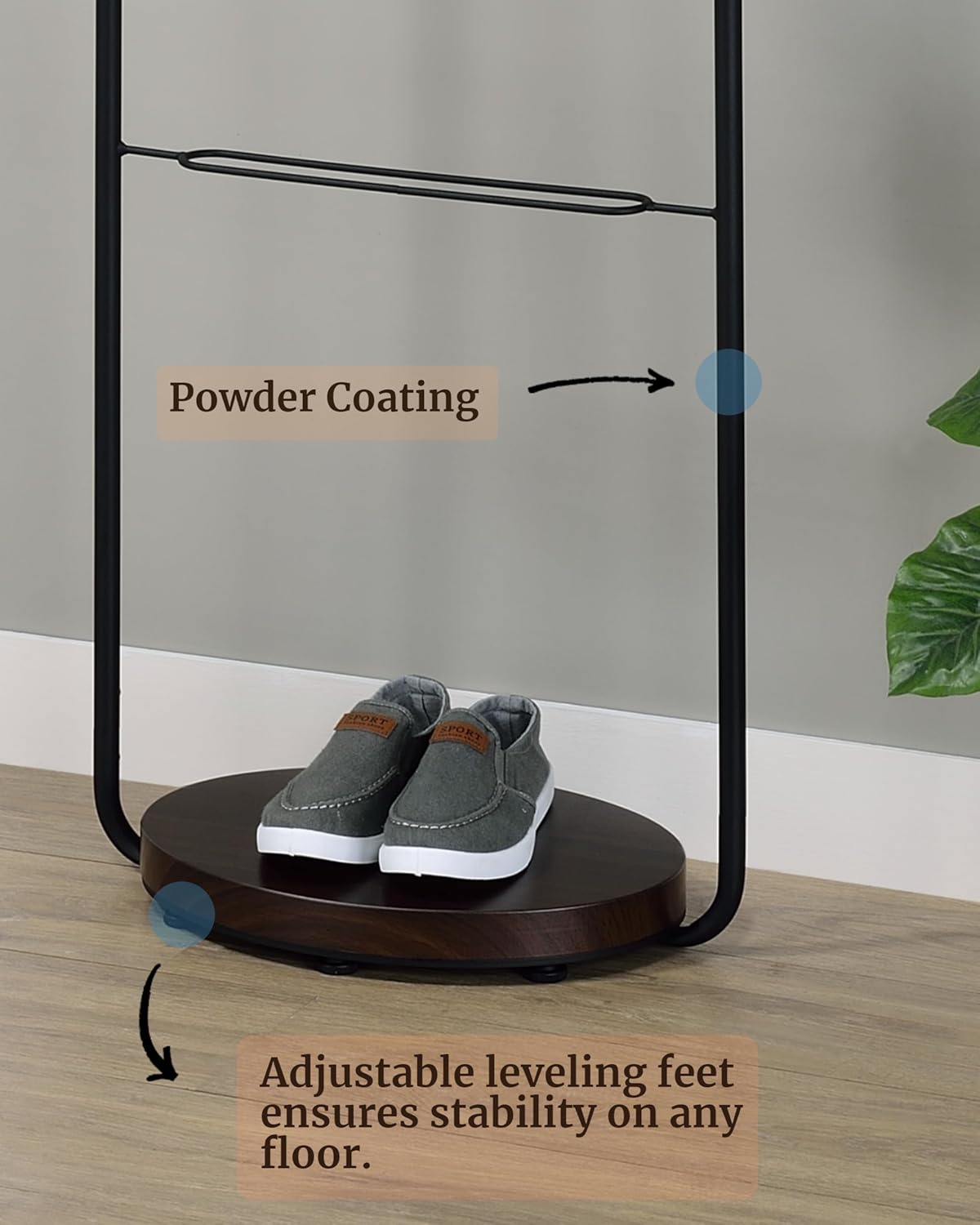 Proman Products Hollywood Metal Hall Tree Coat Rack Organizer with Hooks for Clothes, Hats, Shoes, Bags, Black