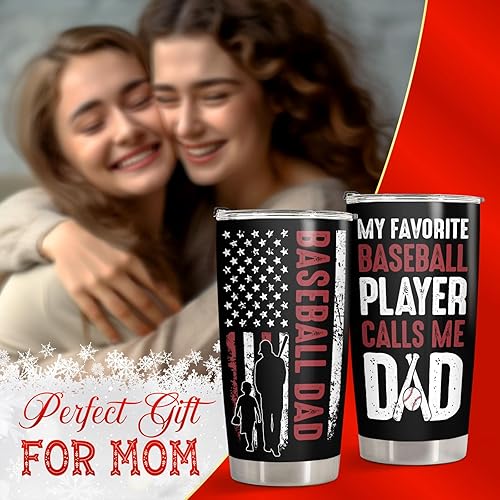 Miniatura 5 de 34HD Regalos deportivos, vaso de béisbol para papá con tapa, acero inoxidable de 20 onzas, taza de café de viaje para mi jugador favorito, regalos