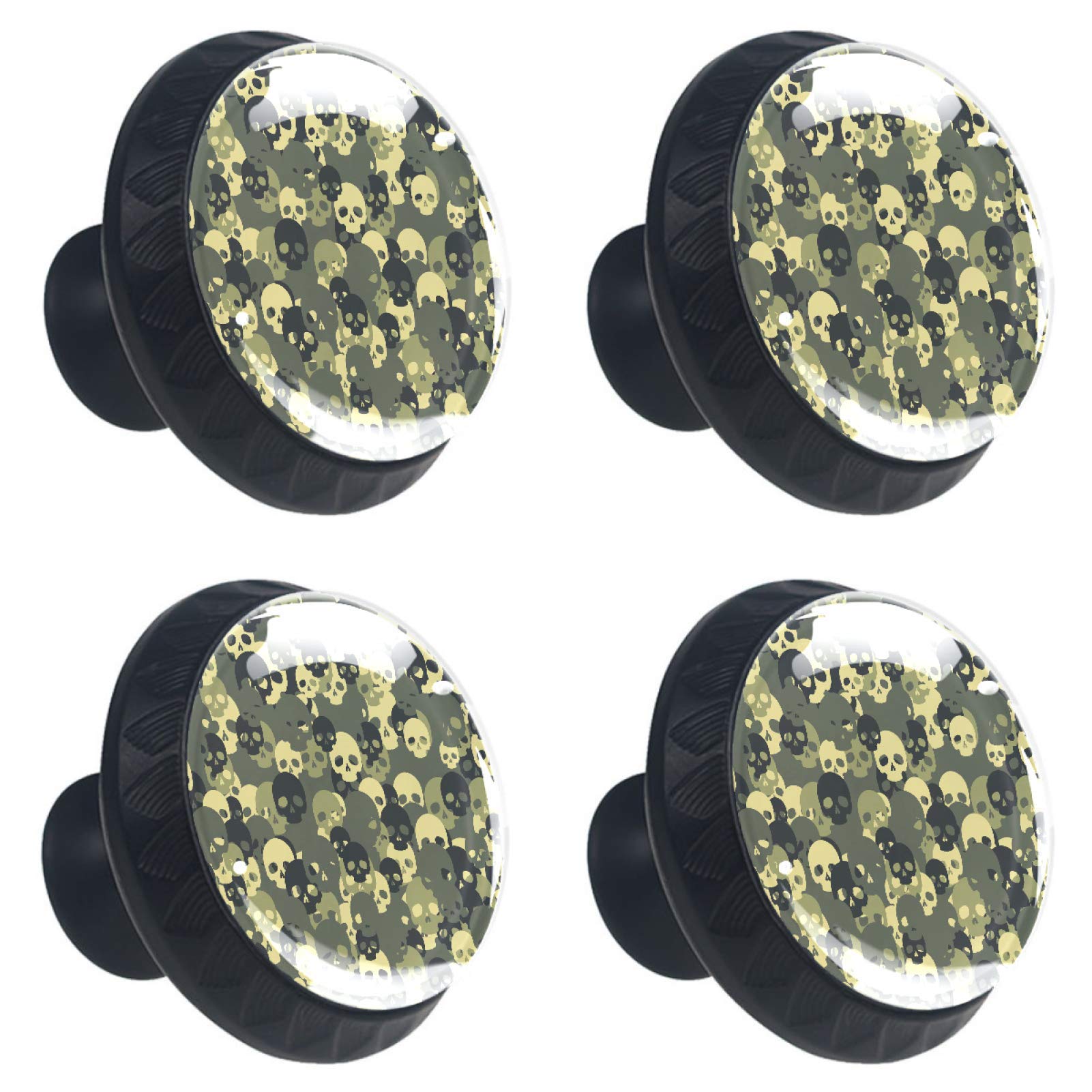 Bouton de tiroir en verre au motif de crâne multicolore éclatant