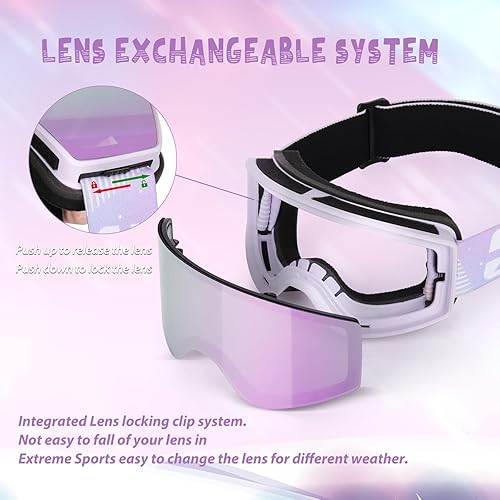 Miniatura 3 de EXP VISION Gafas de esquí y snowboard para padres e hijos, gafas de nieve para hombres, mujeres, jóvenes y niños