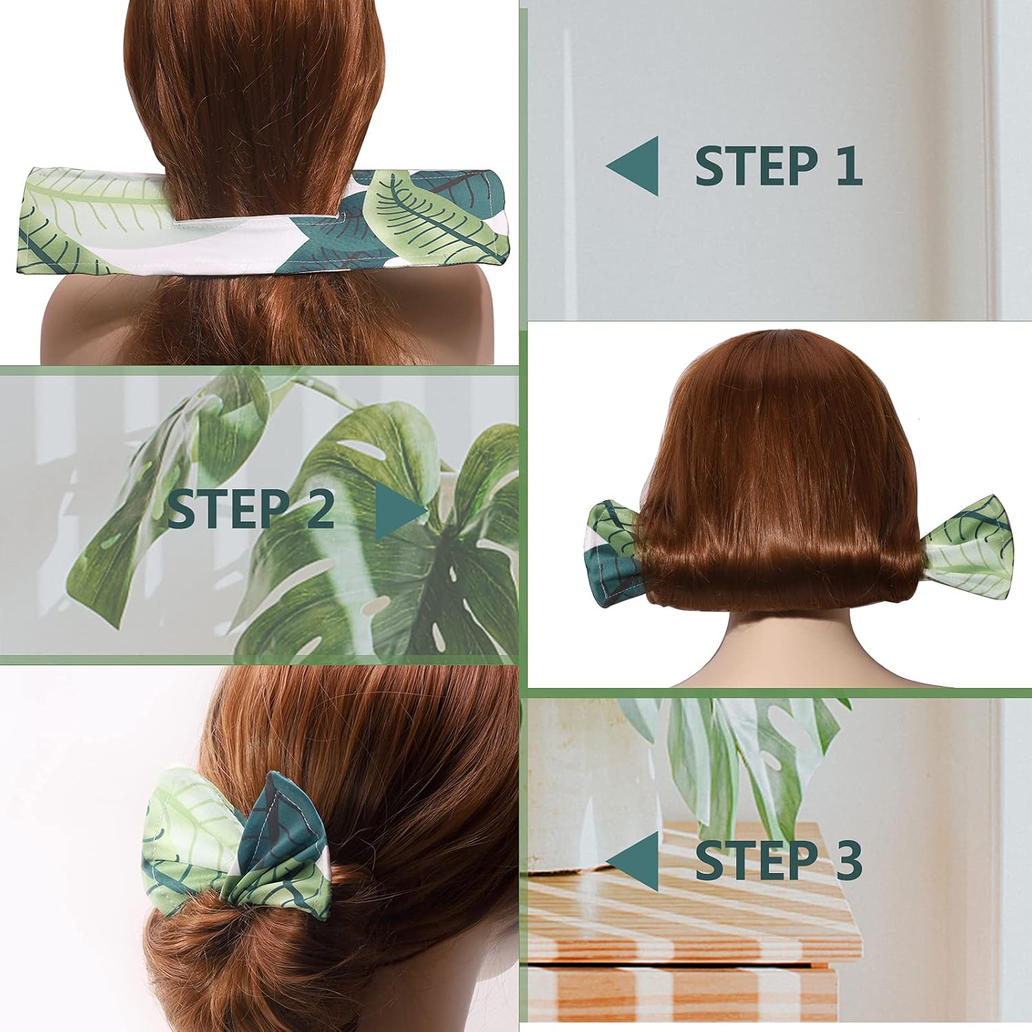 2Pcs Deft Bun for Hair, Reusable Flexible Deft Bun Maker, Magic Hair Bun Maker, Bun Hair Maker with Comb Bun, Bun Maker for Ballet Buns French Twist Waves Summer Accessories for Women (Green)
