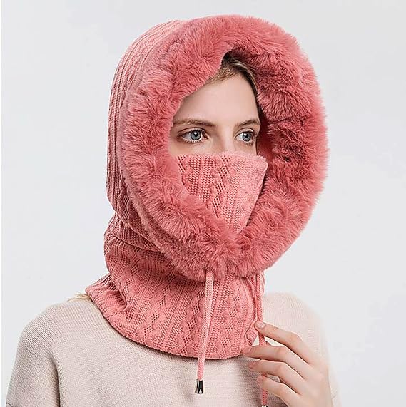 Lolvmvchi Beanie for Men Cold-Proof Integrated Cold-Proof Headgear Mask Hood Women Ski Bib Hat Winter Cap Hats Windproof