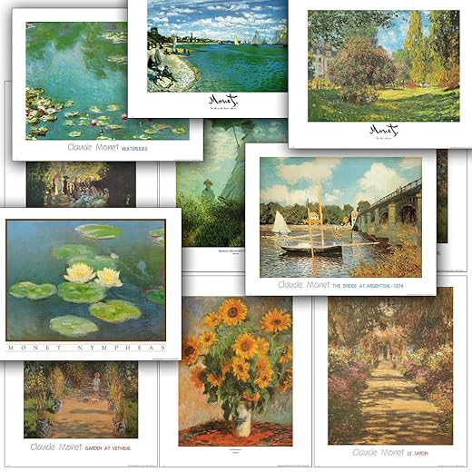 ArtDirect GalleryPack Wall Art – 10 Unframed 16x20 Assorted Vintage Claude Monet Impressionist Poster Prints, Collectible Décor for Home or Office