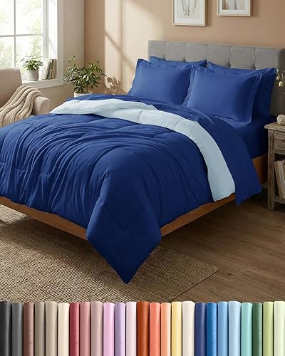 Miniatura 24 de Juego de edredón de tamaño Queen - Juego de cama de 3 piezas para todas las estaciones - 1 edredón suave acolchado con cintas en las esquinas y 2