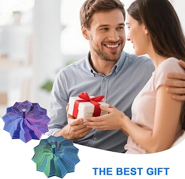 2-Pack 3D Printed Star Fidget Toys with Handles, Dual Colour Holographic Spiral Sensory Spinner, Fidget Toys for Teens and Adults Stress Relief Desk Toy