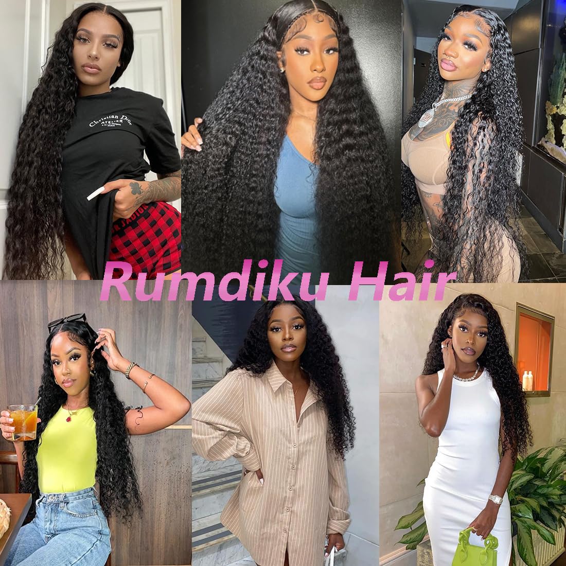Amazon.com : 22 Inch Deep Wave Lace Front Wigs Human Hair  display picture 3