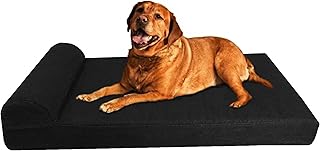 Dogbed4less Premium Head Rest Pillow Orthopedic Cool Memory Foam Dog Bed for Large Dogs, Waterproof Lining with Washable Canvas Black Cover, Extra Large 47X29 Inches