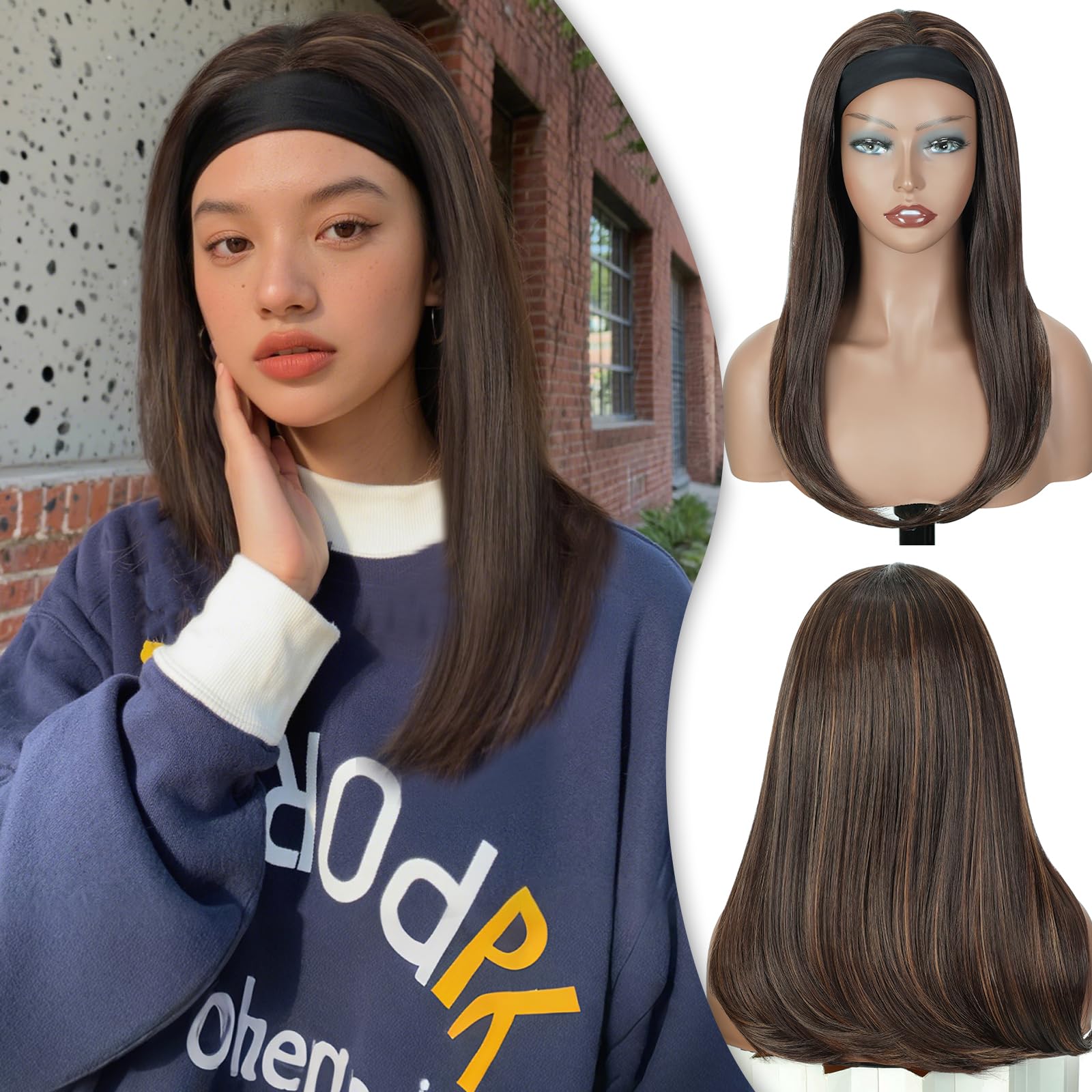 Creamily Long Light brown Straight Headband Wig for Women HCRIN-P16022-image-27