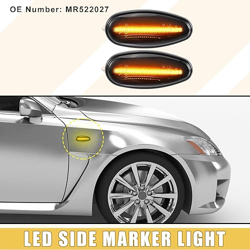 Miniatura 2 de Luz de marcador lateral LED MR522027 MI2570101 Luces de señal de giro delanteras Lámparas para Mitsubishi Outlander 2003-2006 Lente negra Luz LED