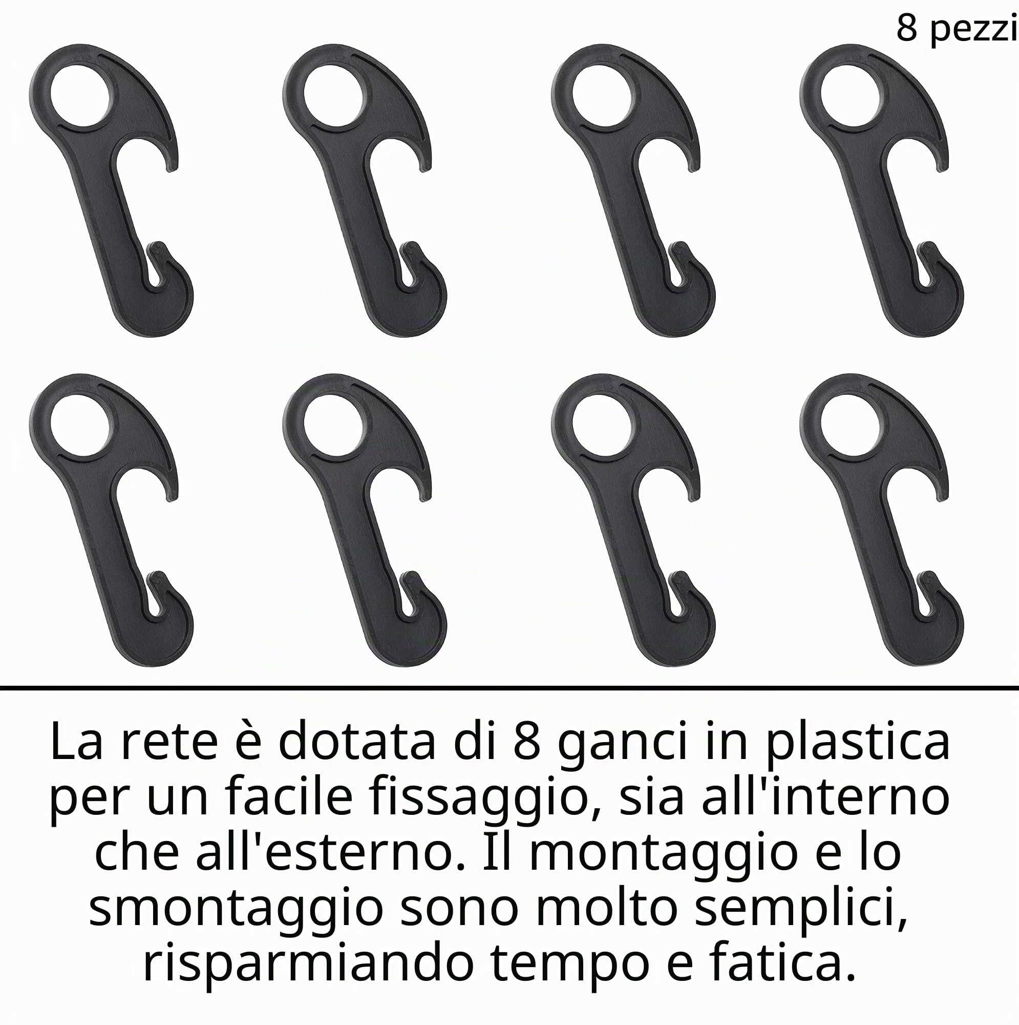 AERZETIX - C59743 - Rete di protezione elastico per bagagli 90x90cm con 8 ganci - colore nero - tenditore ragno - per scaffale auto bicicletta moto veicoli - in polipropilene
