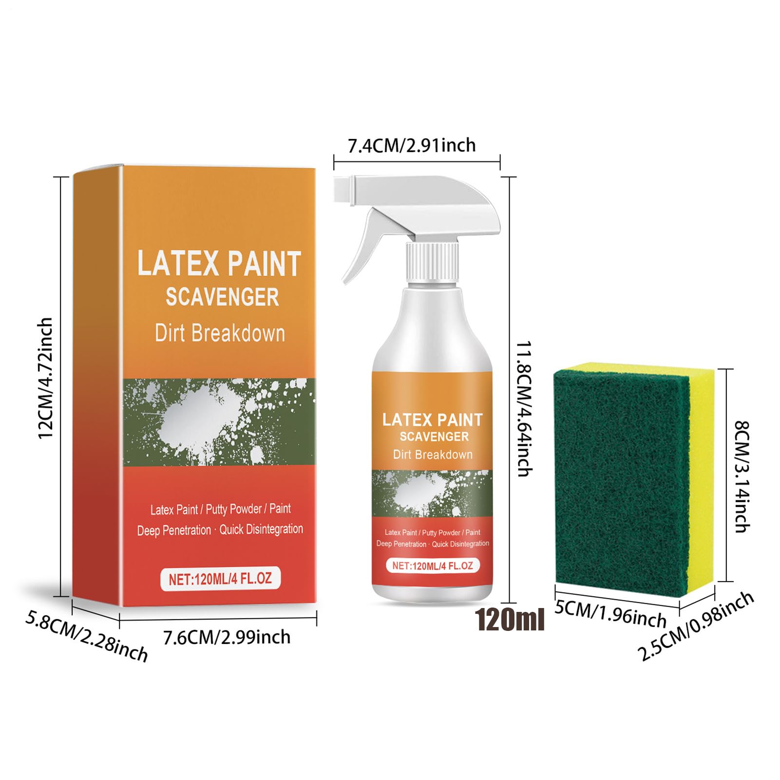Sverniciatore per cemento, piastrelle, pietra, legno e metallo, 120 ml di vernice e vernice liquida, ecologico con applicatore per ristrutturazione, pulizia