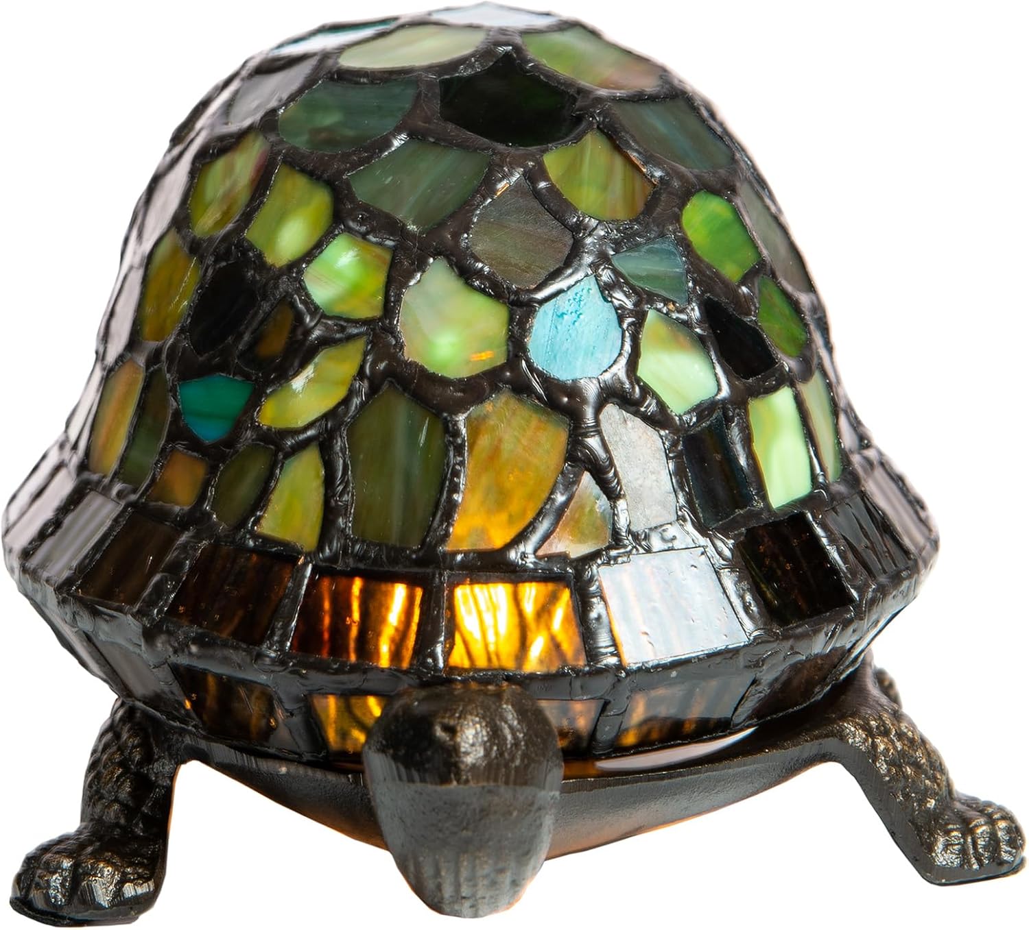 Dale Tiffany 7908/816A Blue Turtle Accent Lamp, Antique Bronze and Art Glass Shade
