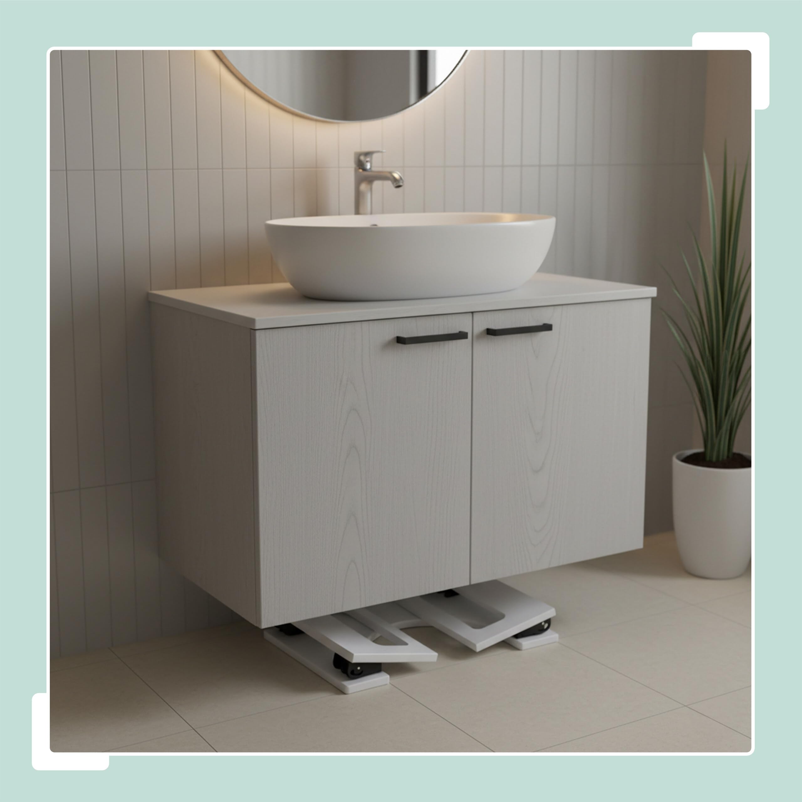 Relaxdays Taburete Inodoro Plegable para Adultos de bambú, Antideslizante, 18×43×27,5 cm, Blanco