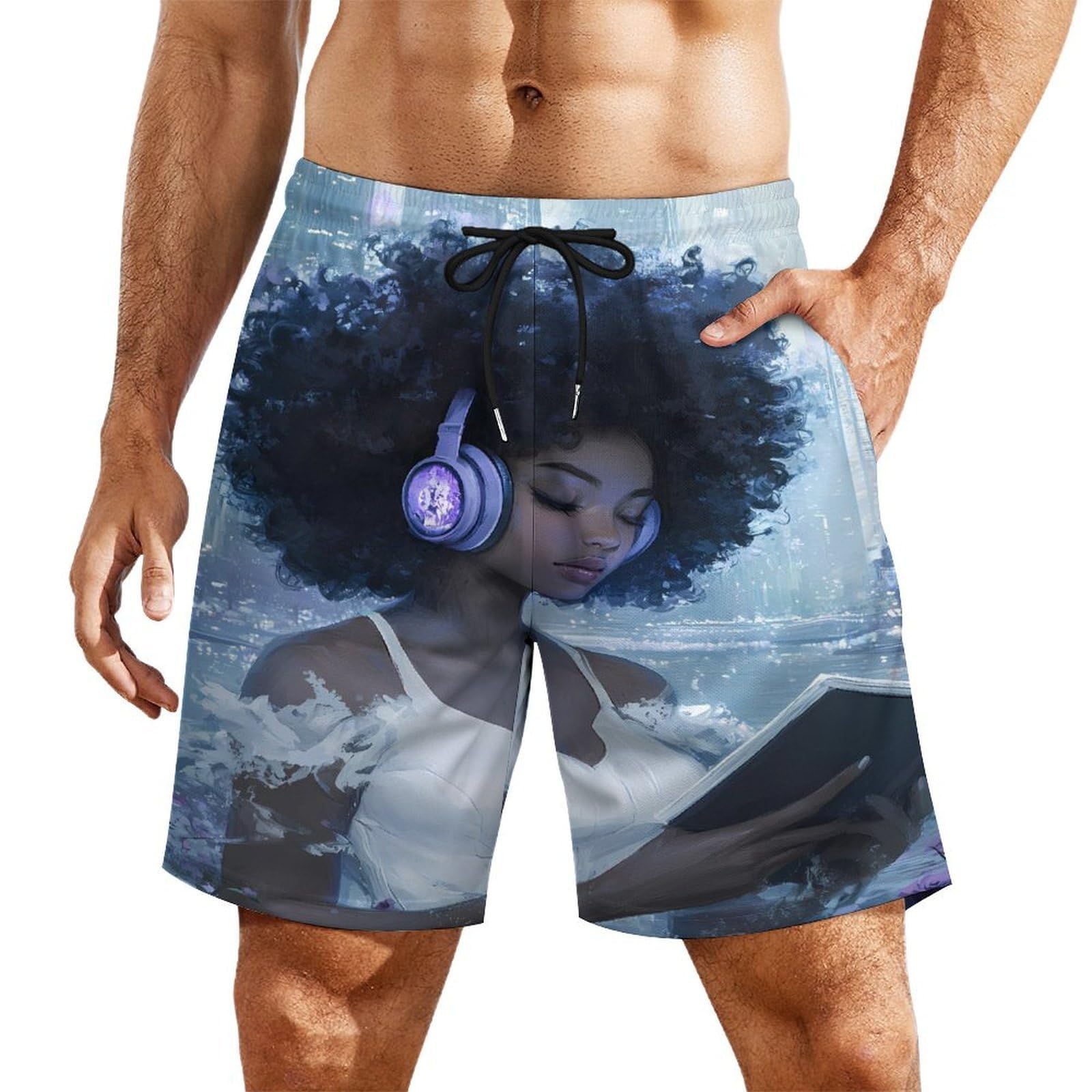 Pantalones cortos de playa negros ideales para paseos veraniegos con bolsillos 8