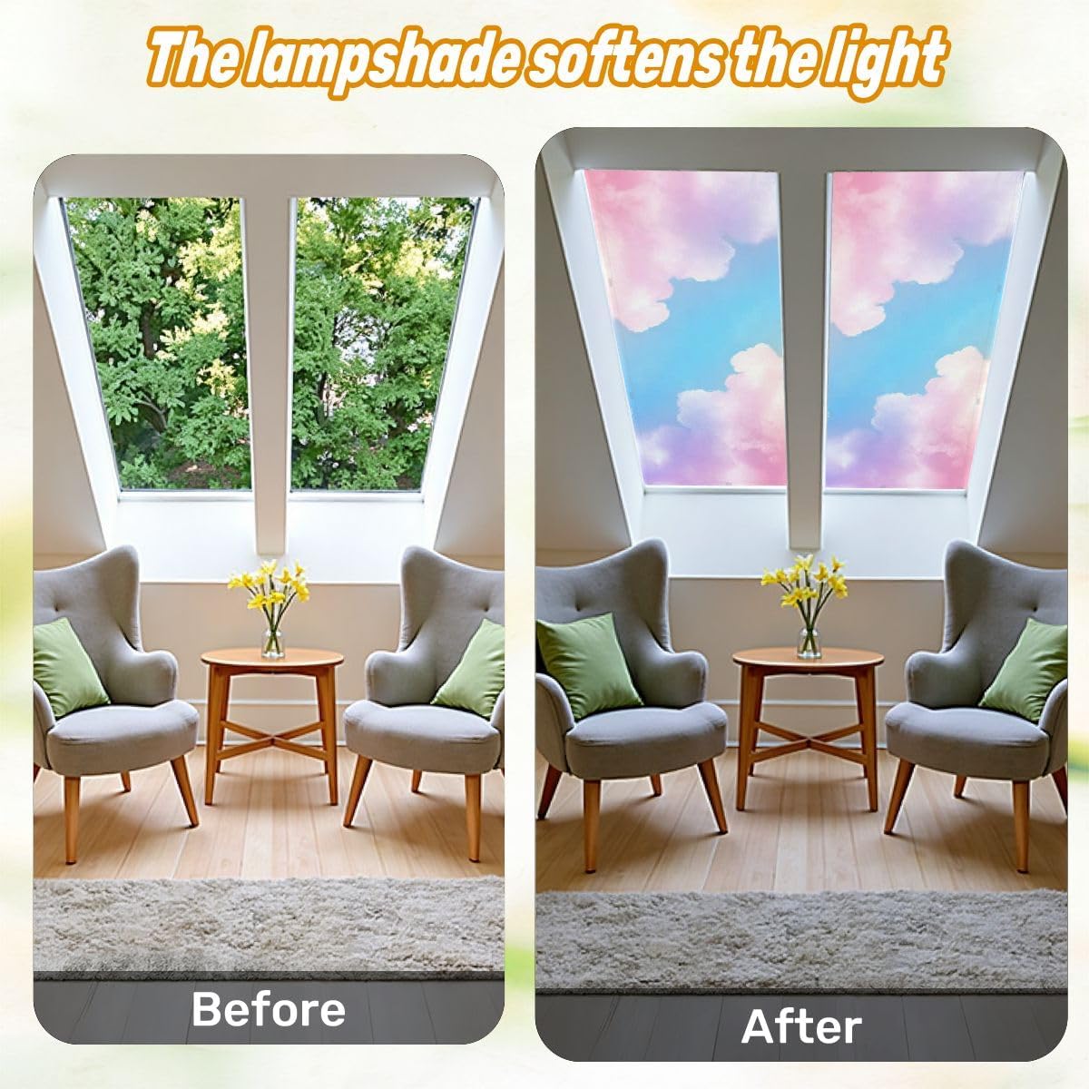 Fluorescent Light Covers for Ceiling Lights Beauty sweet pastel pink blue colorful fluffy clouds sky multi color Easy to Install Magnetic Light Filter for Classroom Office Hospitals School Home Decor