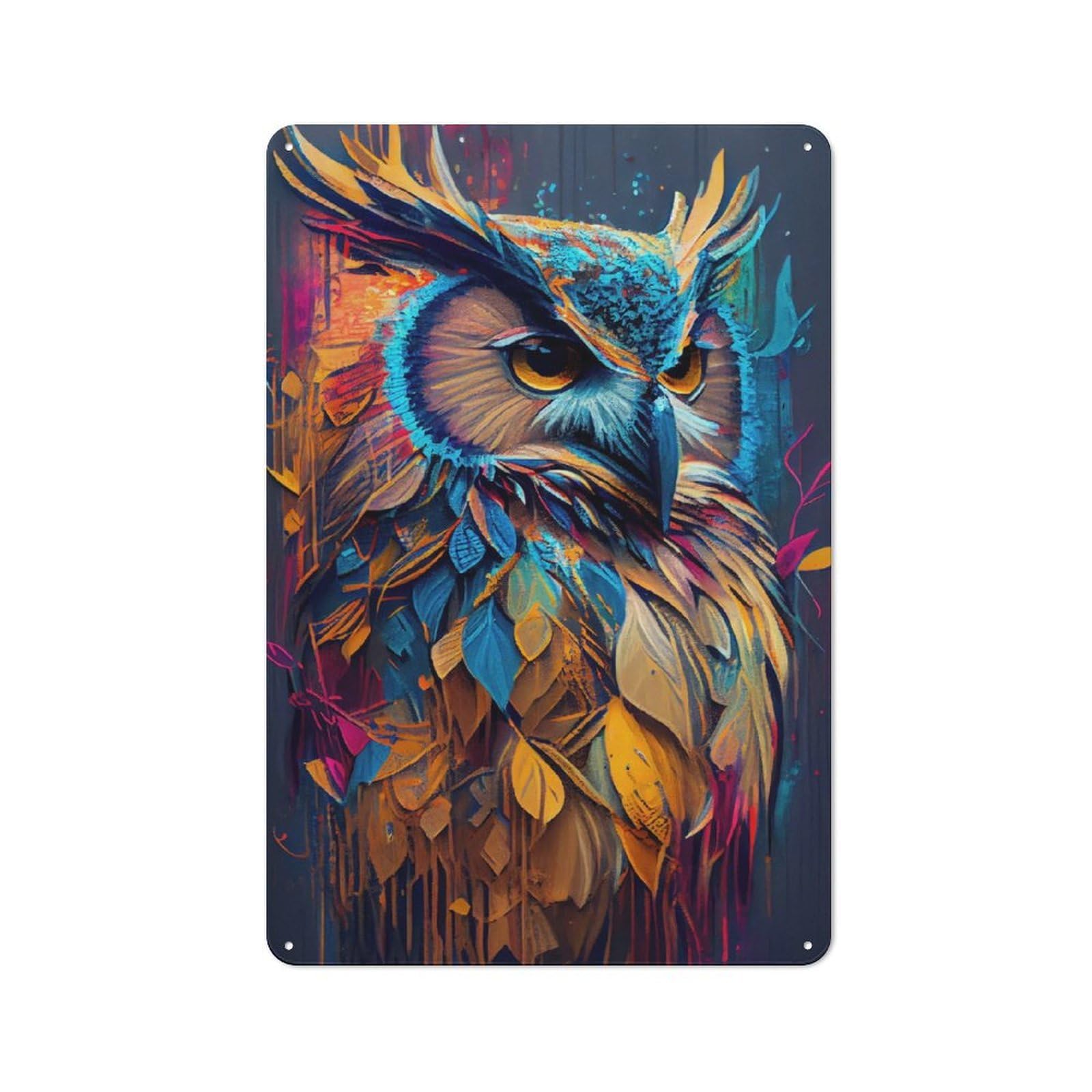 Junmoney The Wise Owl Metal Plaque 30X20cm With For Pub Or Café, Rustic Decor, For Pub Decor Enthusiasts