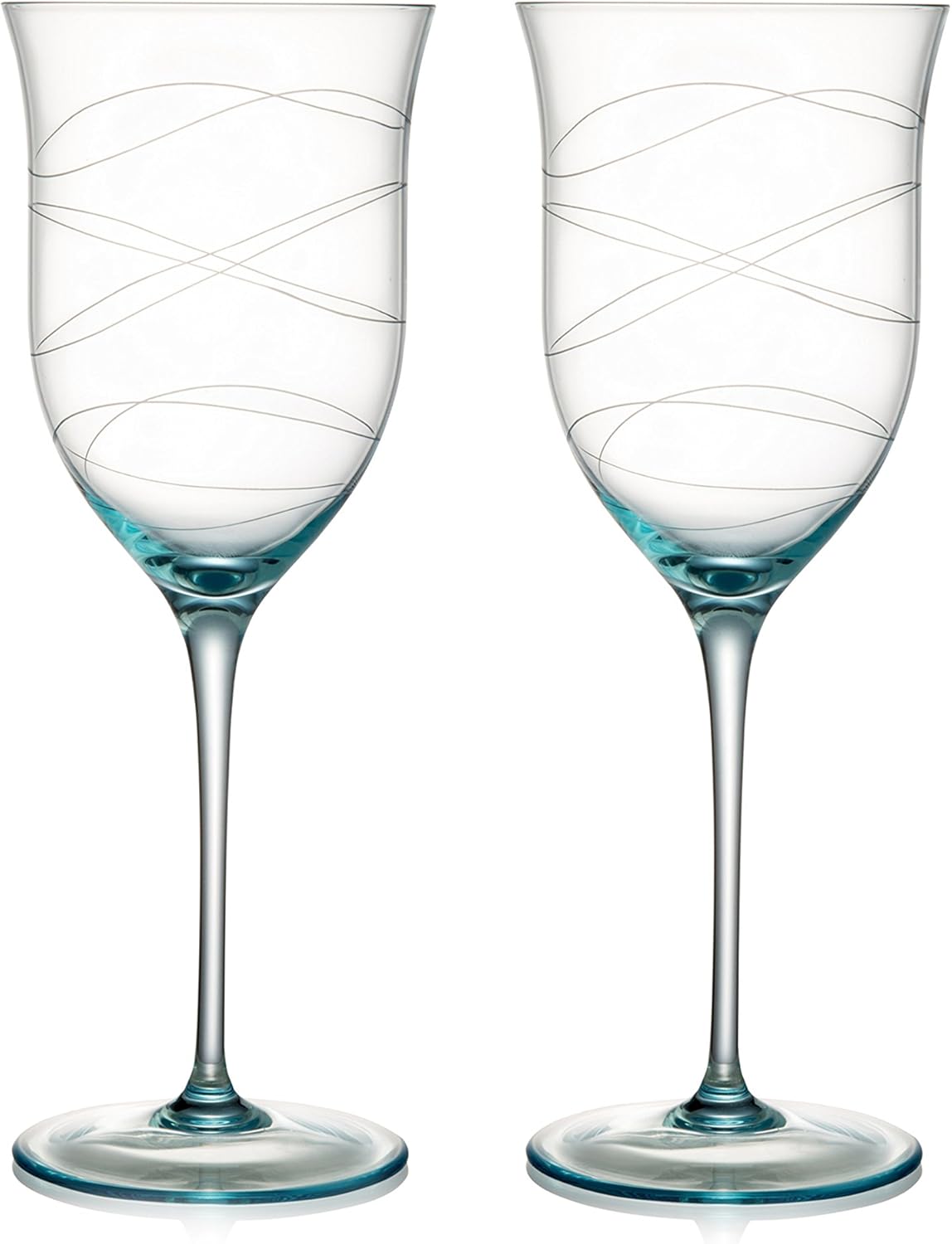 Nambe Motus Wine Stems, 91/2Ounce, Blue, Set of 2 Wine