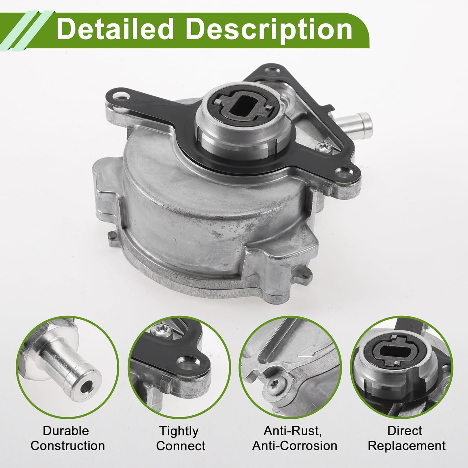 Brake Vacuum Pump No.95511005002 Engine Vacuum Pump for Porsche Cayenne 2011-2017 3.6L V6 Aluminum Alloy Silver Tone 1 Pc