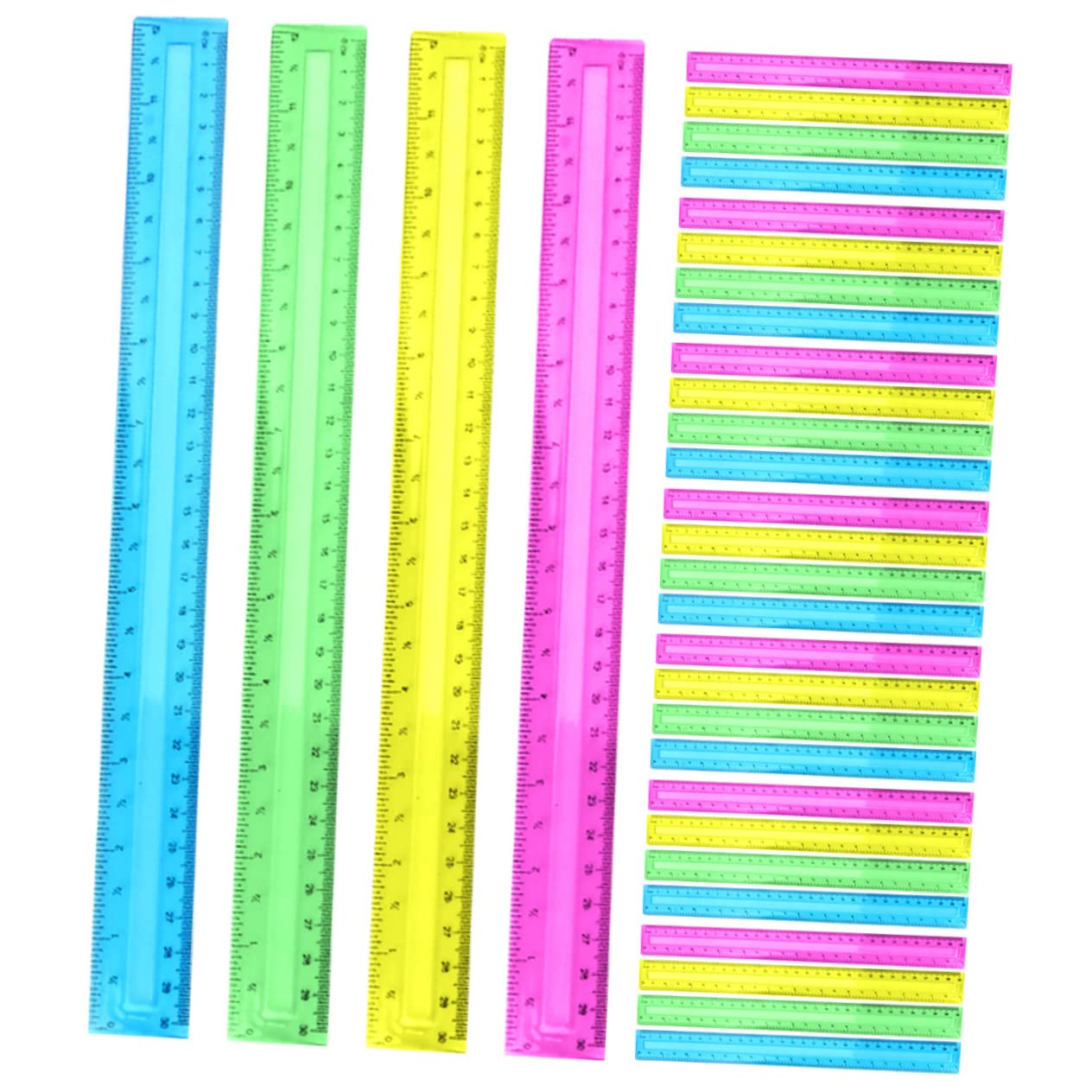 Set di Righelli Trasparenti Colorati 32 Pezzi 30cm in Plastica