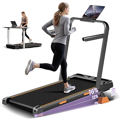16% Incline Walking Pad Treadmills for Home Small, 4-in-1 Under Desk Treadmill with Handles, Foldable Treadmill with 2.5 HP Quiet Brushless, 330 LBS Capacity