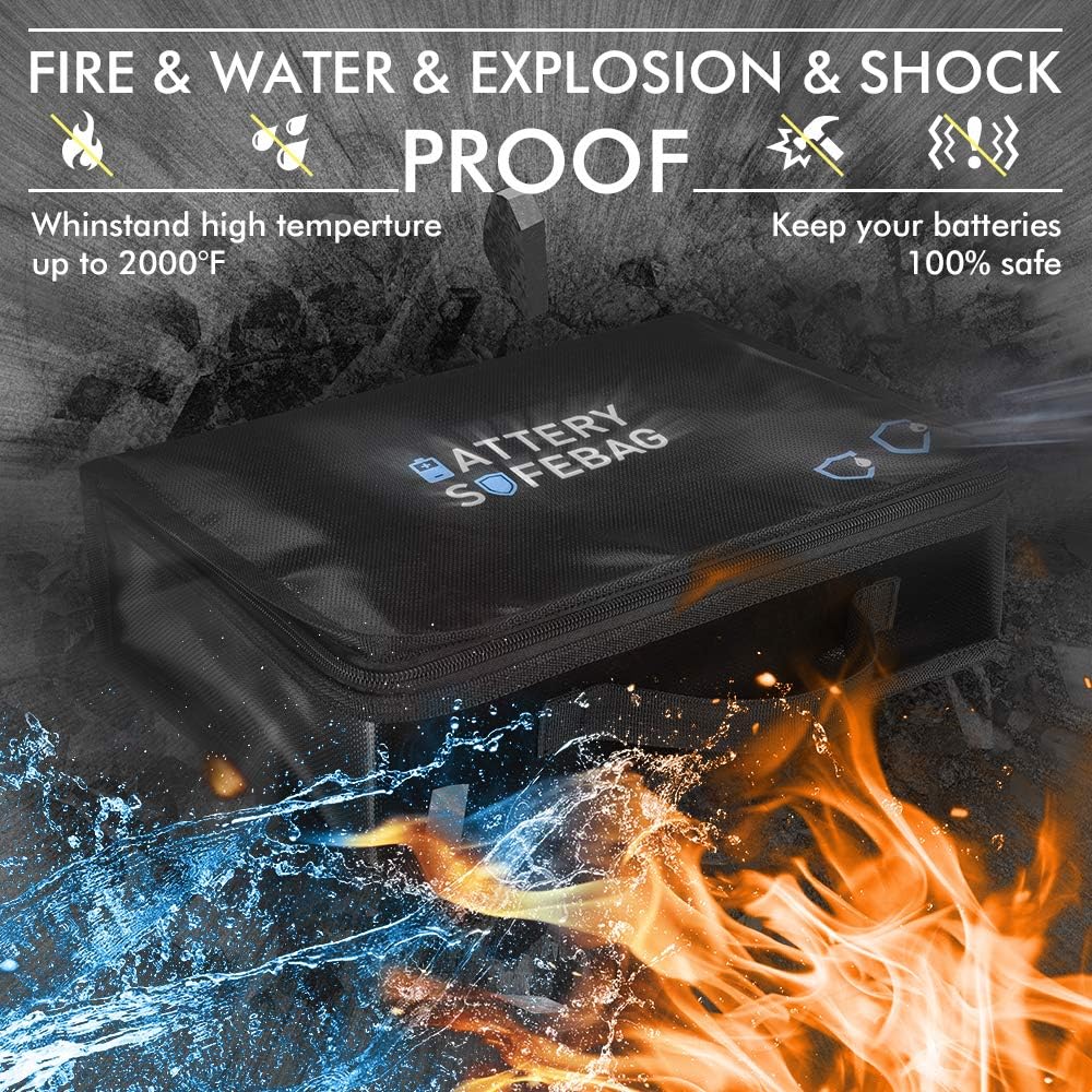 Battery Organizer, Fireproof & Waterproof Battery Storage Case with Tester Fits,Explosionproof Carrying Battery Bag, Hard Holder Box for 200+ Batteries