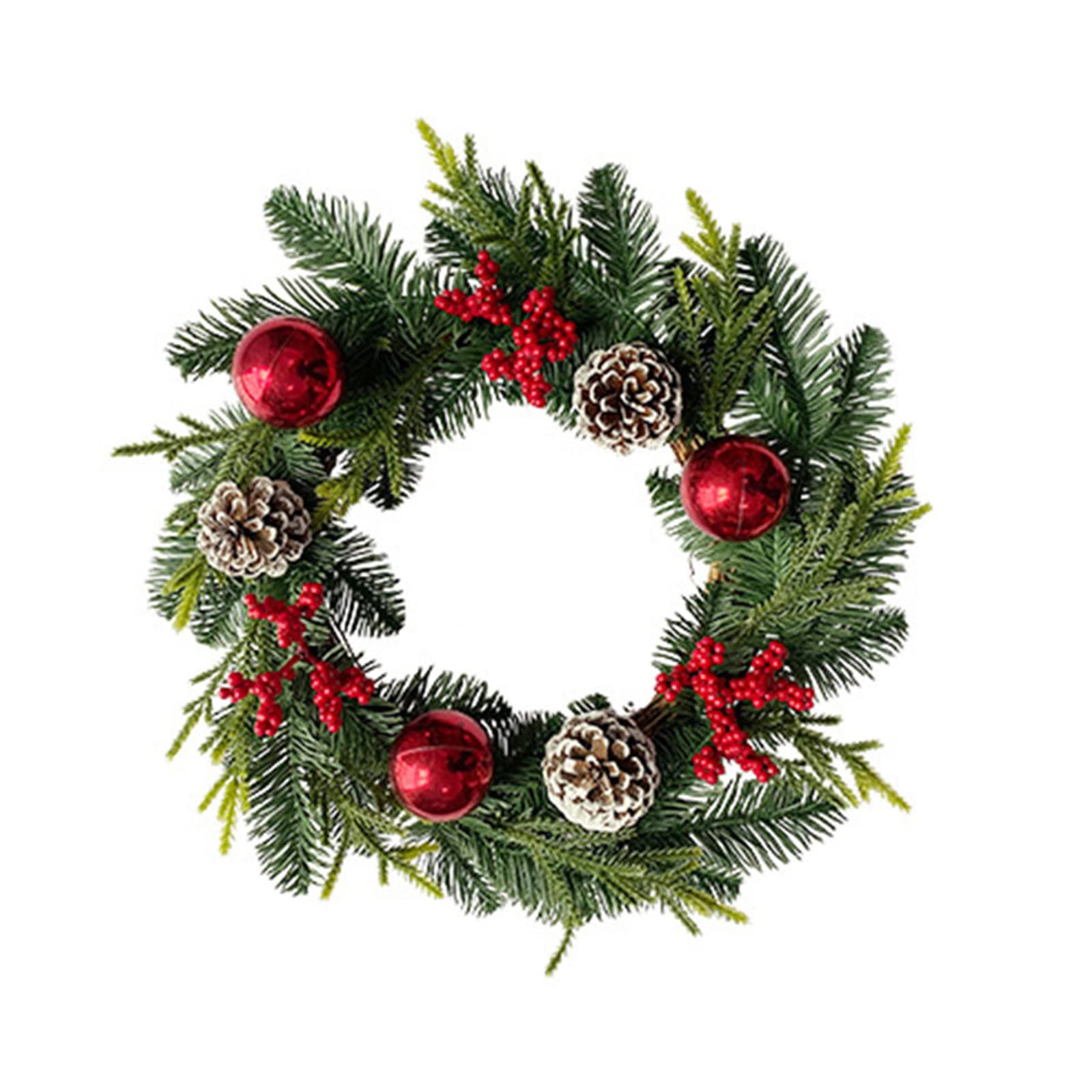Christmas Pine Needle Hangable Wreath Decorative Garland Pendant Ornament for Farmhouse Front Door Window Decorations Christmas Pinecone Wreaths for Front Door