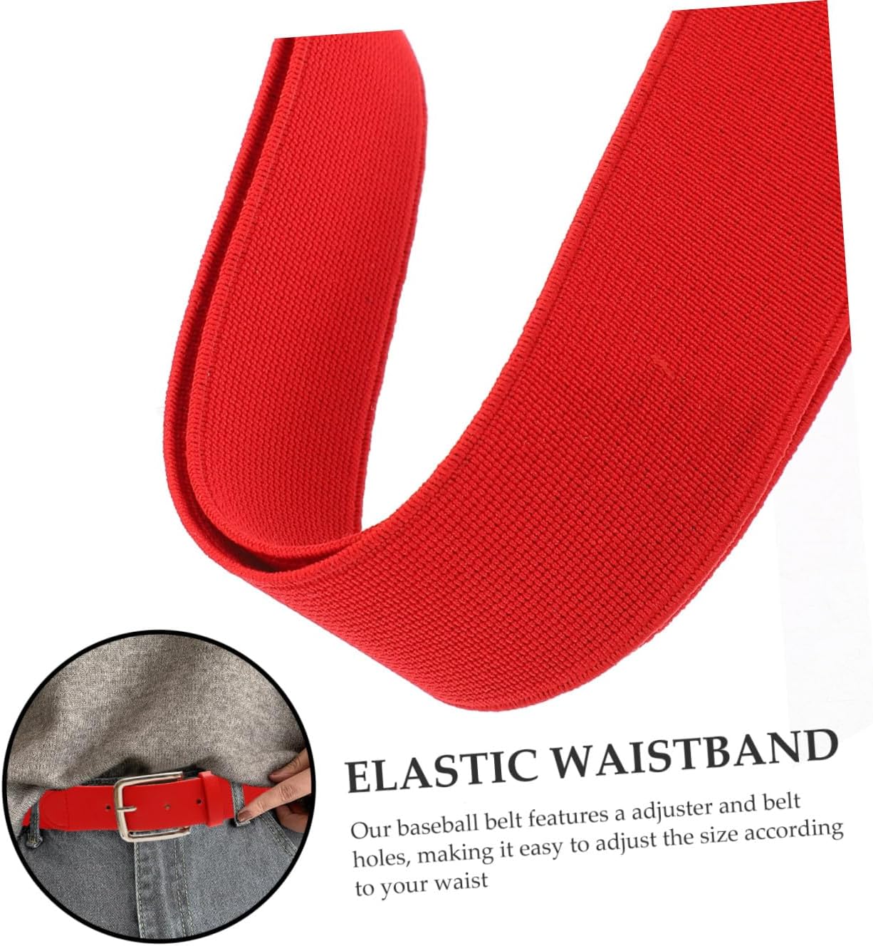 FRCOLOR Stretch Red Elastic Baseball Belt for Men Women Youth Softball Adjustable Faux Leather Sports Waistband